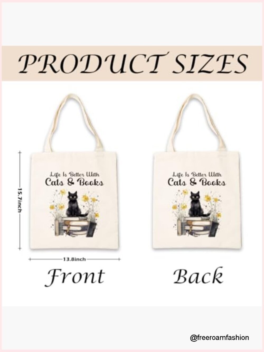 Canvas Tote Bag 11.8x15.7 Inches Reusable Shoulder Bag Book Lover Gift - Picture 4 of 6
